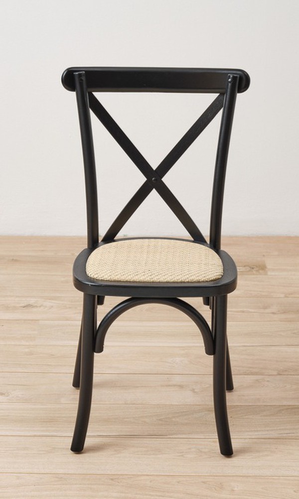 New Black Crossback Chairs with Rattan Seat Pad For Sale
