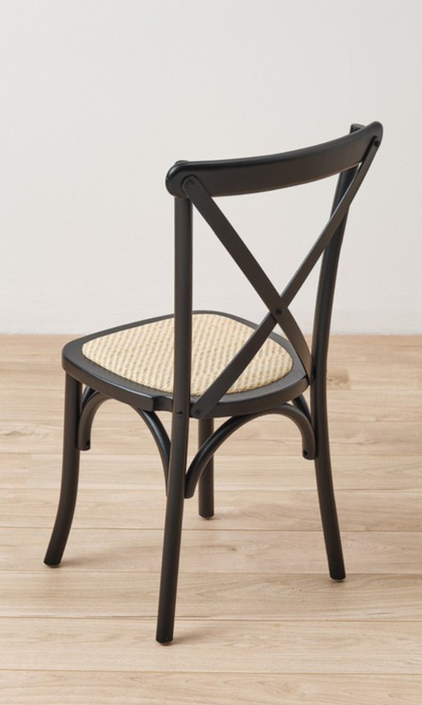 New Black Crossback Chairs with Rattan Seat Pad For Sale