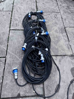 Secondhand Heavy Duty Extension Lead Cables with 16 amp Plugs & Sockets For Sale