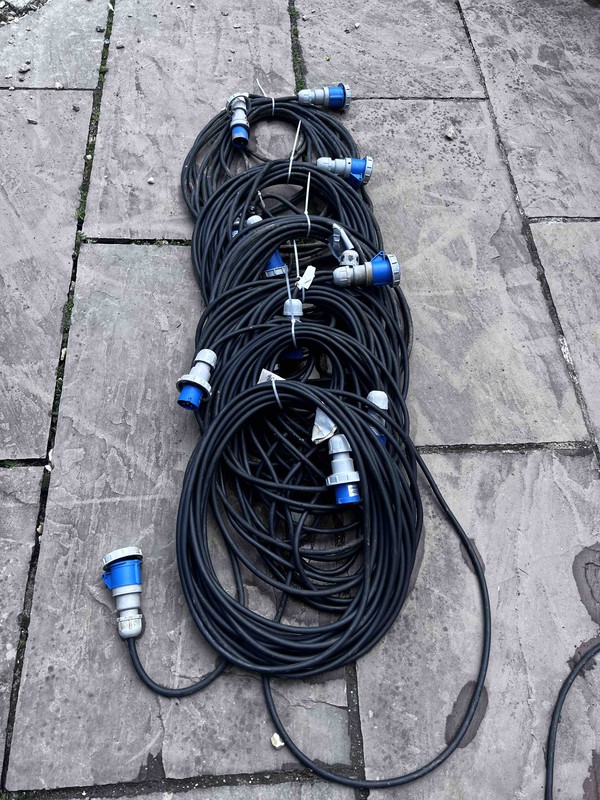 Secondhand Heavy Duty Extension Lead Cables with 16 amp Plugs & Sockets For Sale