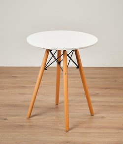 White Wooden round side table
