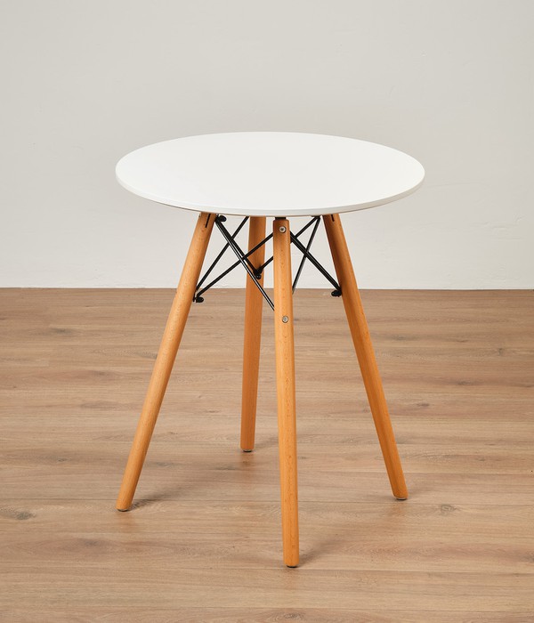 White Wooden round side table