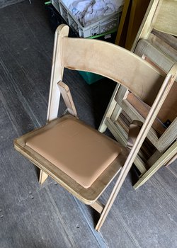 Secondhand Strong Folding Chairs with Faux Leather Seat Pad For Sale