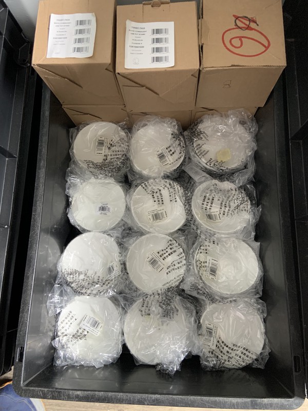 Boxed white butter dishes