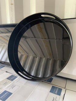 Round Black Lacquered Tray