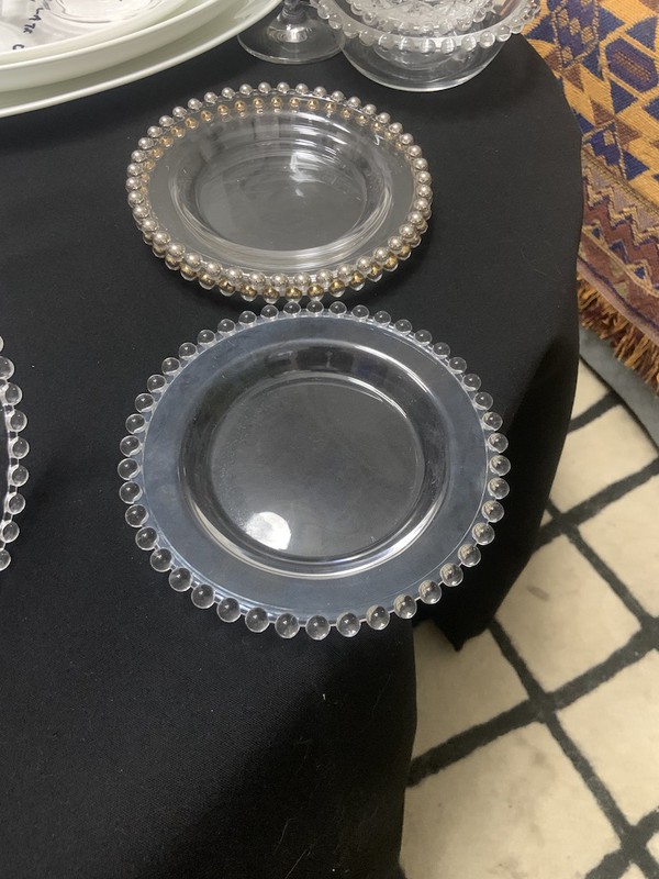 clear glass side plates