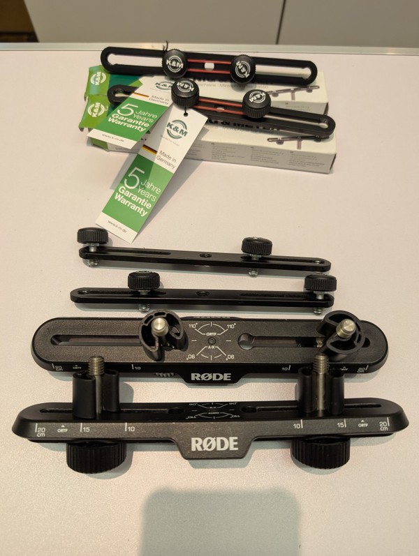 K&M and Rode stereo recording bars