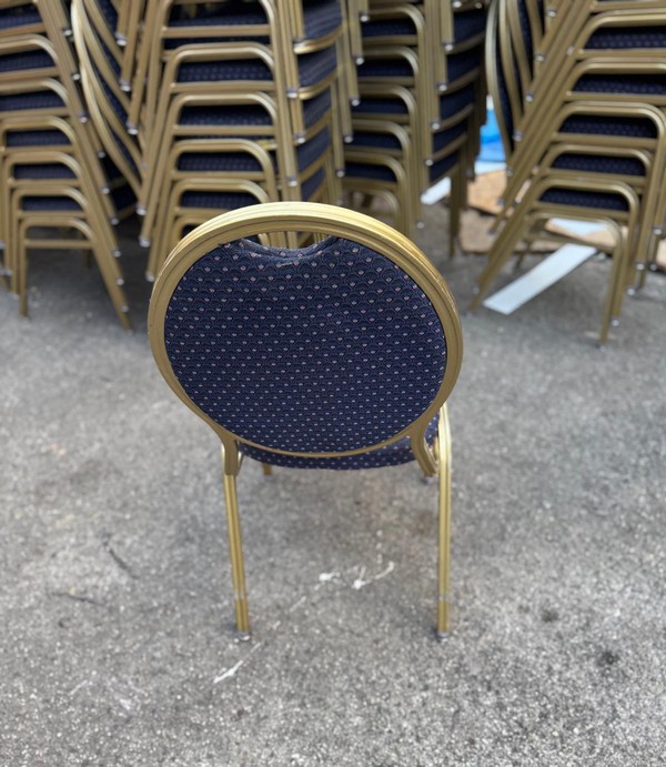 Secondhand Blue And Gold Dining Chairs