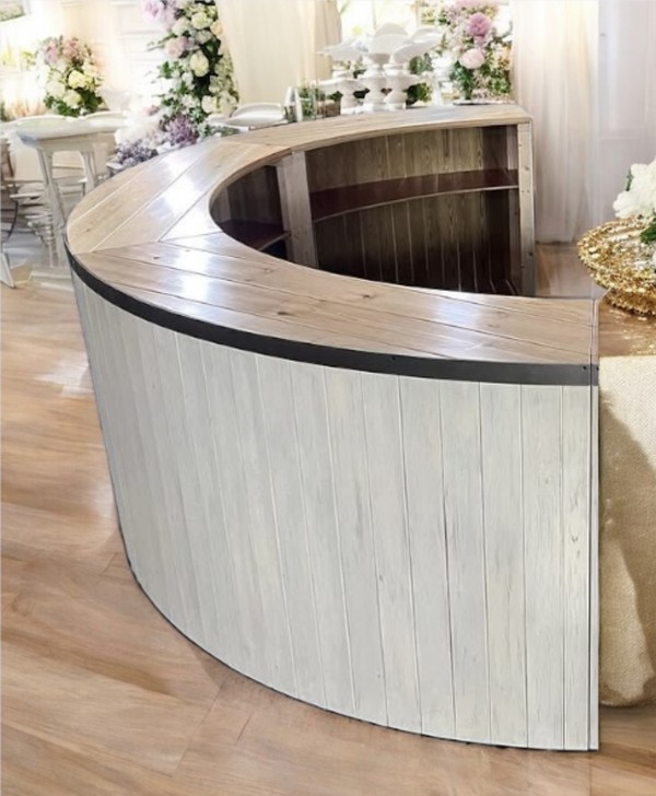 Brand New 3.6m - Semi Circular Limewash Rustic Bar for sale