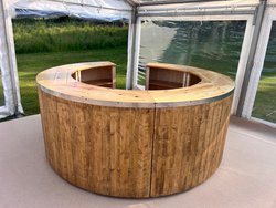 Round wooden bar counter