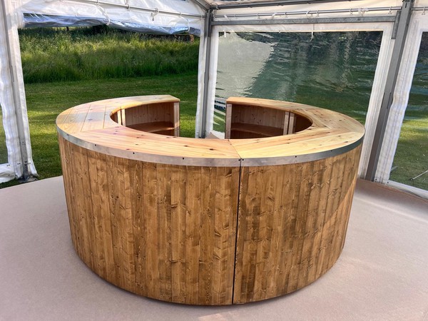 Round wooden bar counter