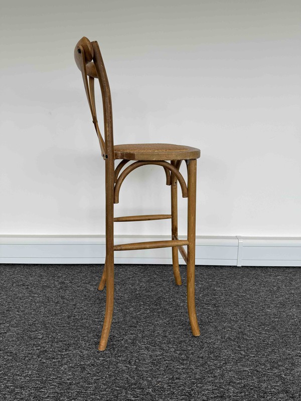 High bar stool cross back