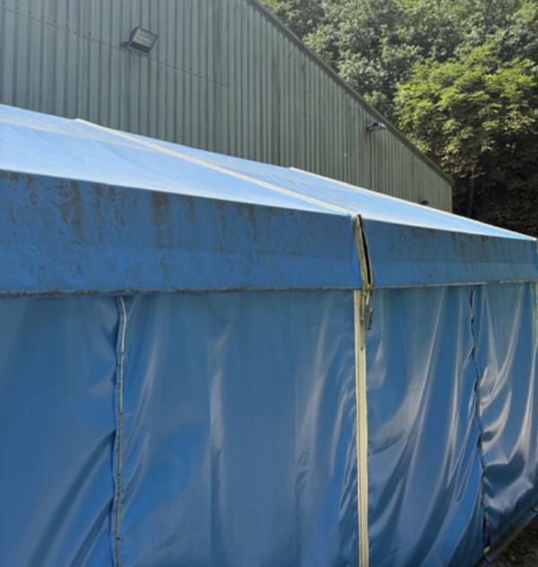 Blue marquee roof