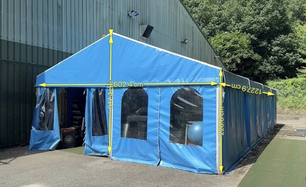 Secondhand 6m x 9m framed marquee in Blue