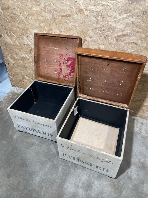 pair of cube ottomans