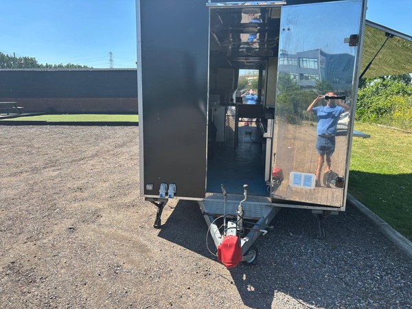 Catering trailer with door