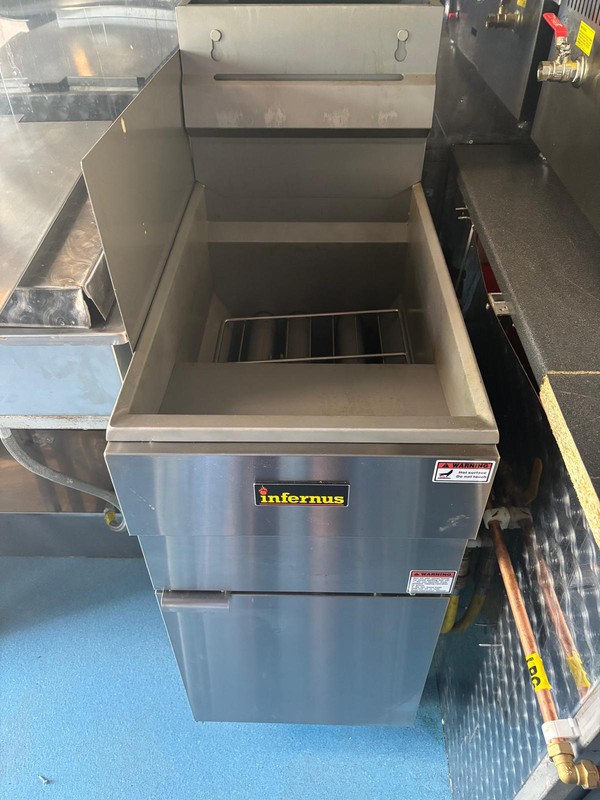 Catering trailer with gas fryer