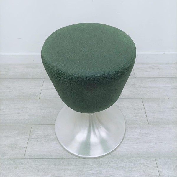 Used Black Fabric Stool, Chrome Base