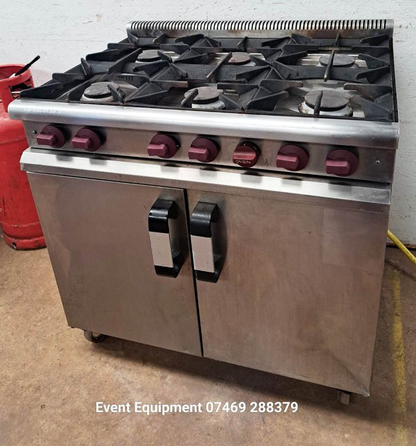 Secondhand 6 Burner LPG Catering Double Oven Used Tested For Sale