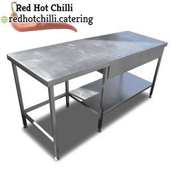 1.9m Stainless Steel Table With Drawers