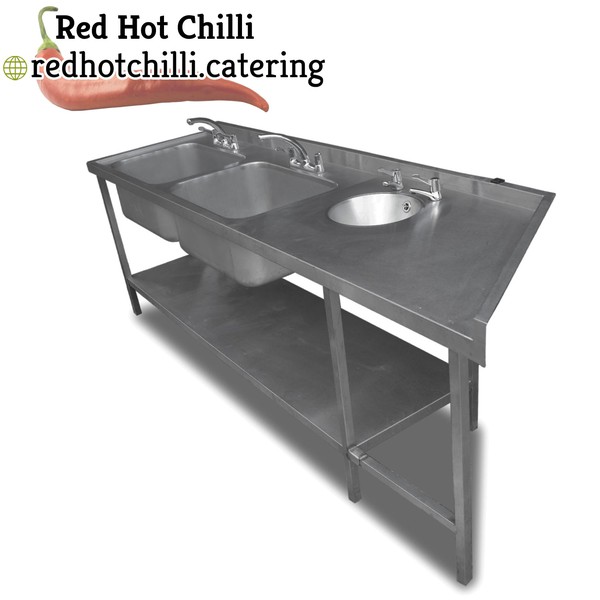 2.5m Stainless Steel Double Sink With Handwash
