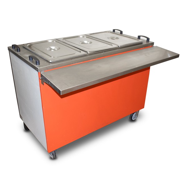 Food service trolly with tray slide