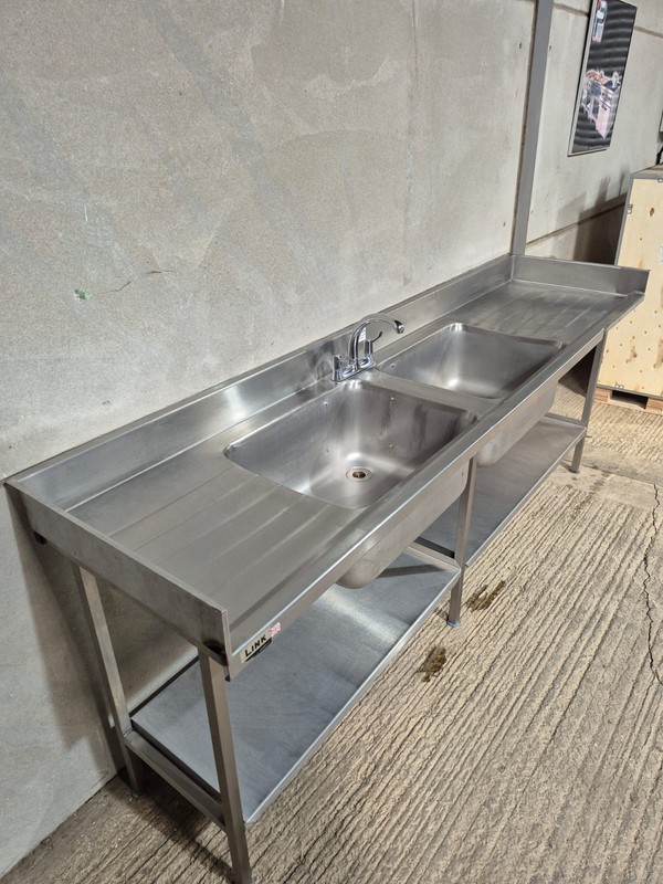 Commercial double sink twin drainer