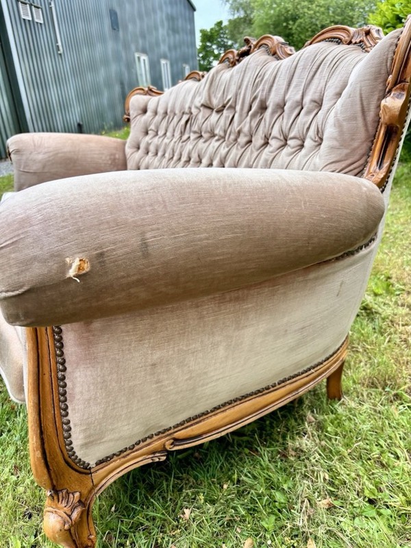 French Louis Sofa In Light Champagne With Carved Frame - Cheshire 6