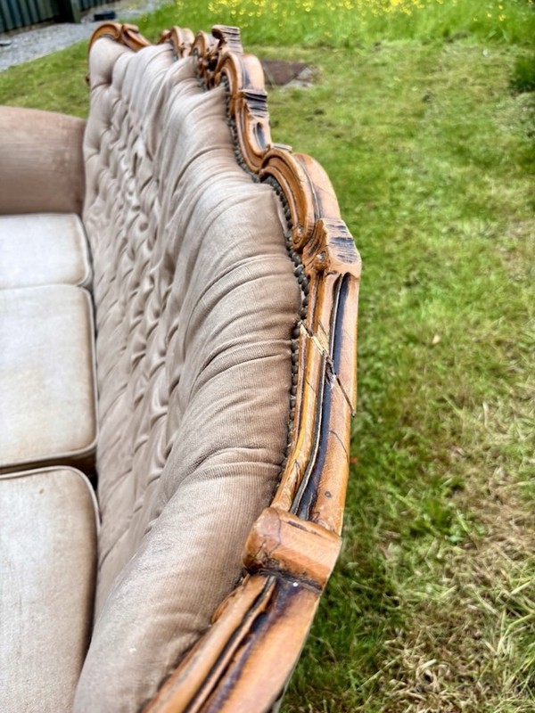 French Louis Sofa In Light Champagne With Carved Frame - Cheshire 5