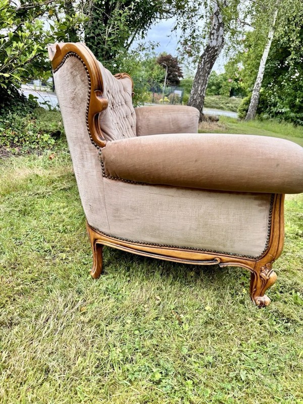 French Louis Sofa In Light Champagne With Carved Frame - Cheshire 2