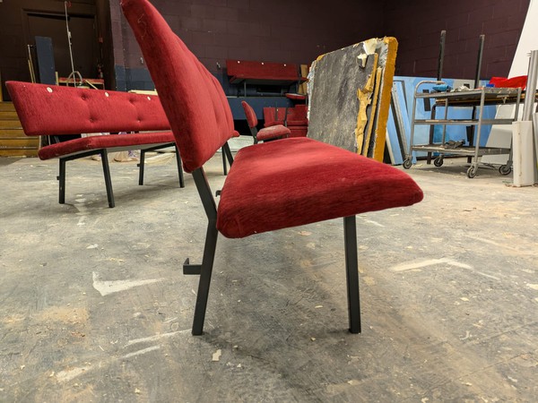 Secondhand Classic Red Velour Theatre Cinema Seating Units For Sale