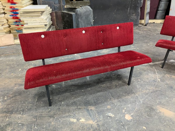 Secondhand Classic Red Velour Theatre Cinema Seating Units For Sale