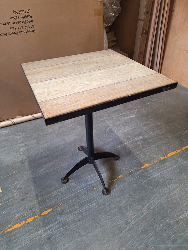 Square cafe table with metal edge