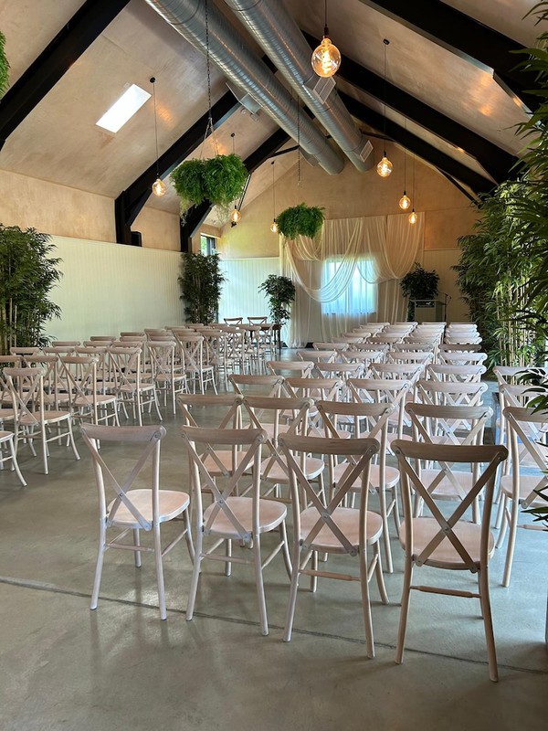 Limewash Crossback Event Chairs