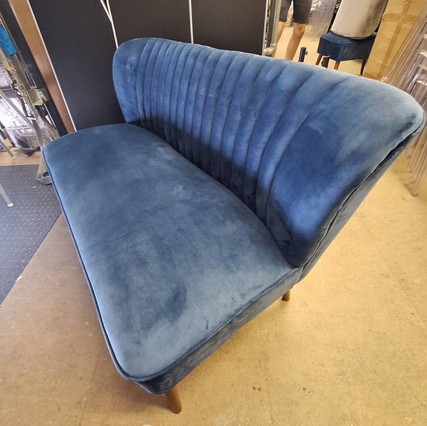 2 seater Blue Velvet Sofa for sale