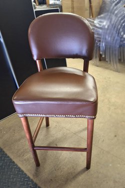 Brown leather high bar stool