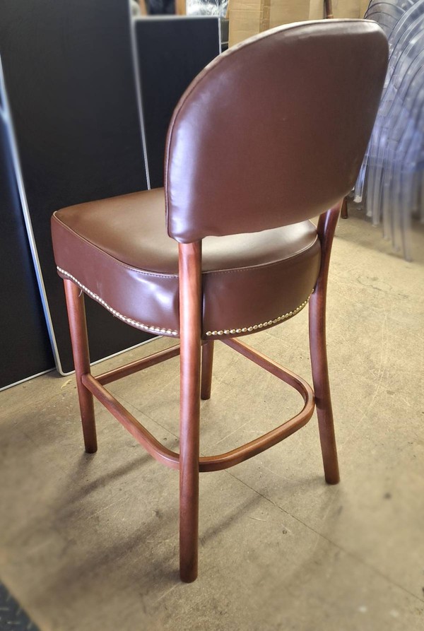 Wood and leather bar stool