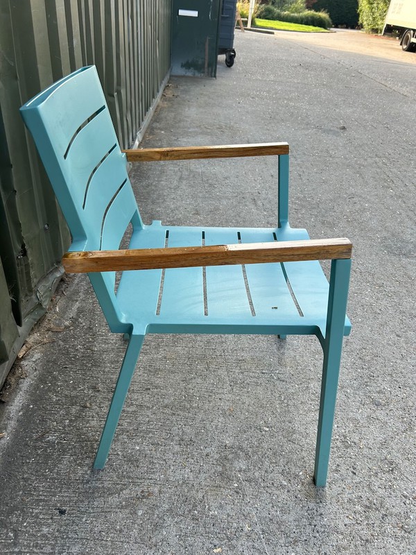 Aqua Blue Metal Outdoor Chairs