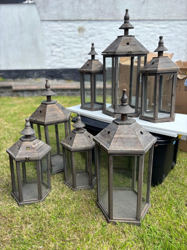 Wood And Glass Lanterns For Sale