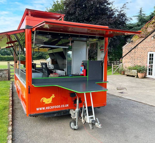 Catering trailer with all round hatches