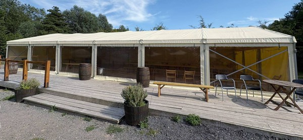 9m x 18m framed marquee with windows