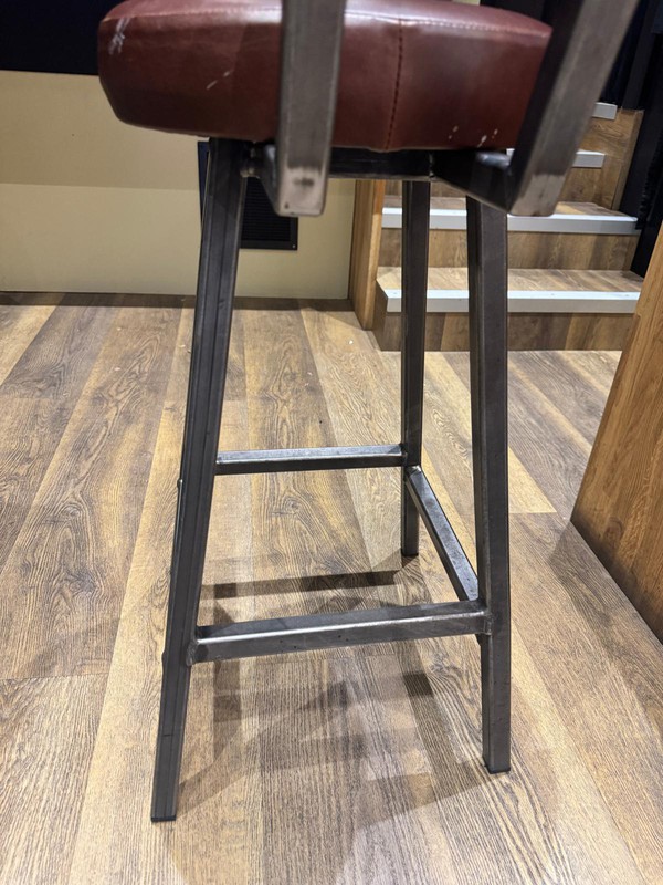 High bar stool in brown leather