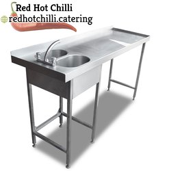 1.96m Stainless Steel Table With Handwash Sinks