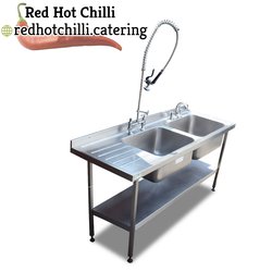 1.8m Stainless Steel Double Sink With Washarm