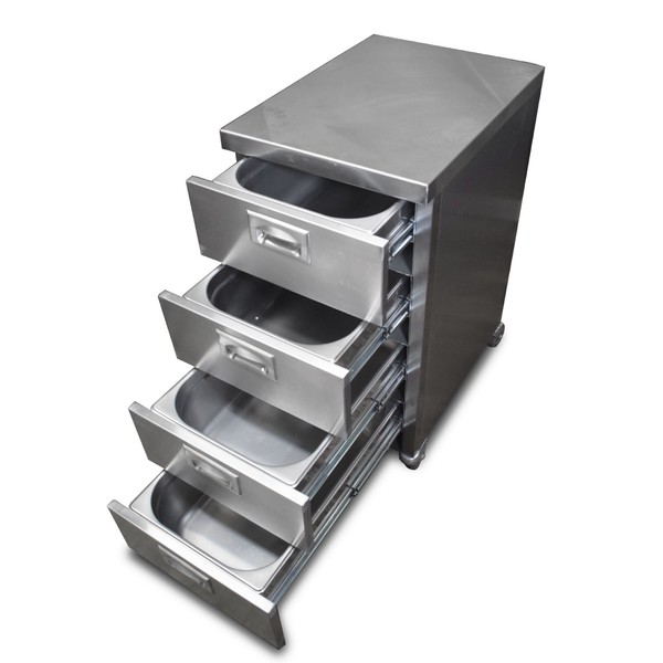 0.42m Stainless Steel 4 Drawer Cabinet