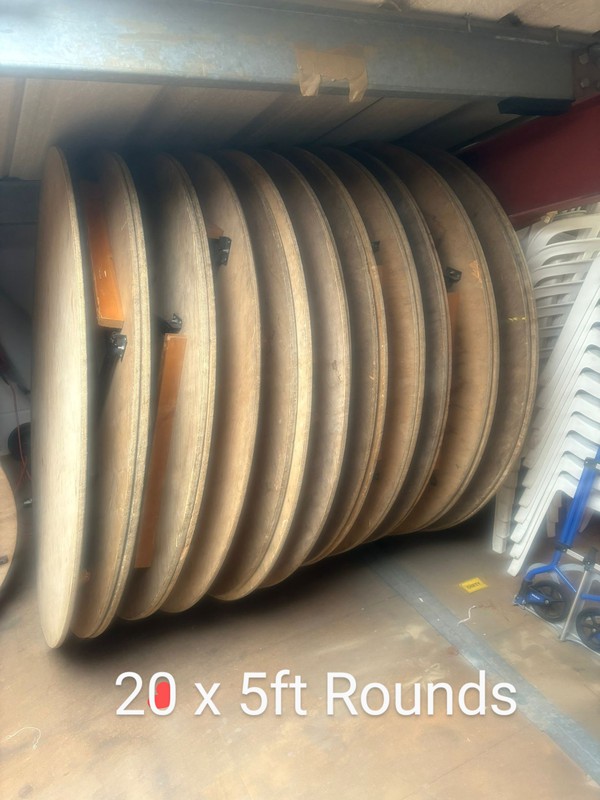 20x 5Ft round tables for sale (used)